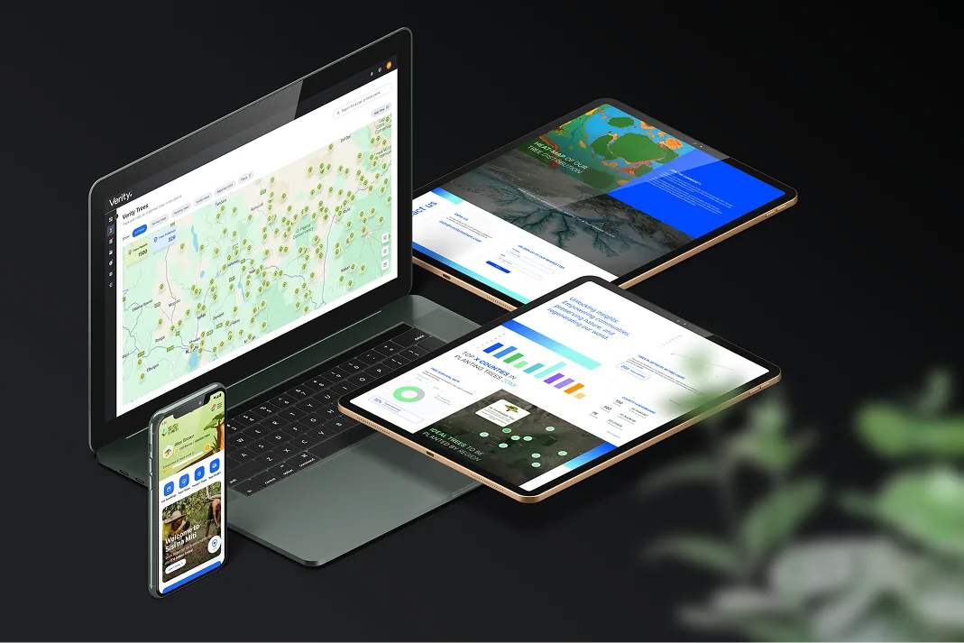 Verity product suite across laptop, tablet and mobile